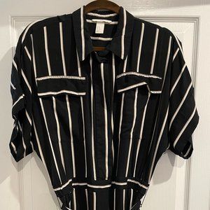 H&M Short Sleeve Striped Jumpsuit